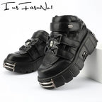 Metal Toe Platform Punk Flats Black Gothic Shoes