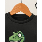 2PCS Boys Dinosaur Print Sweatshirt Outfits