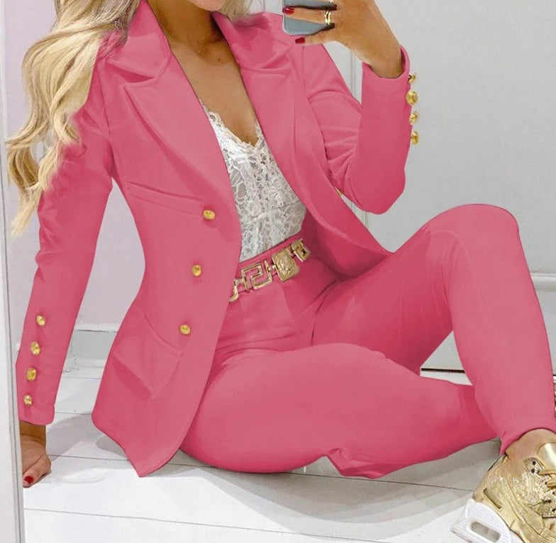 Versatile Casual Long Sleeve Jacket and pants Suit