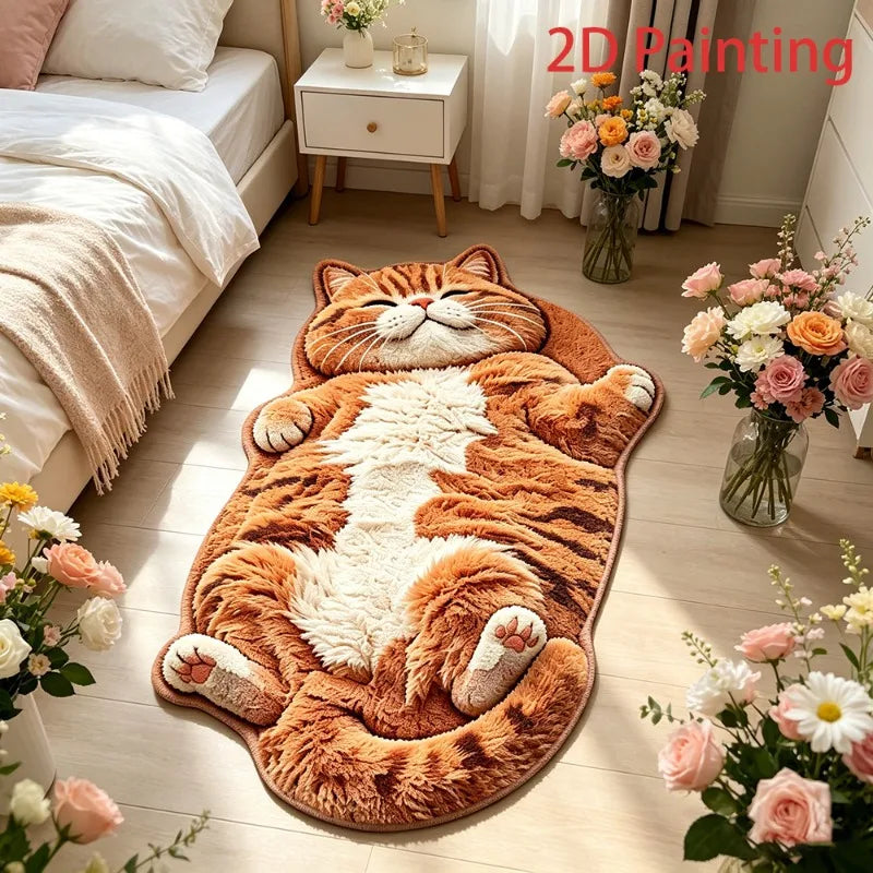 Cute Cartoon Cat-shaped Rug Soft Plush Bedroom