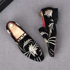 Men Suede Leather Designer Embroidery Loafers