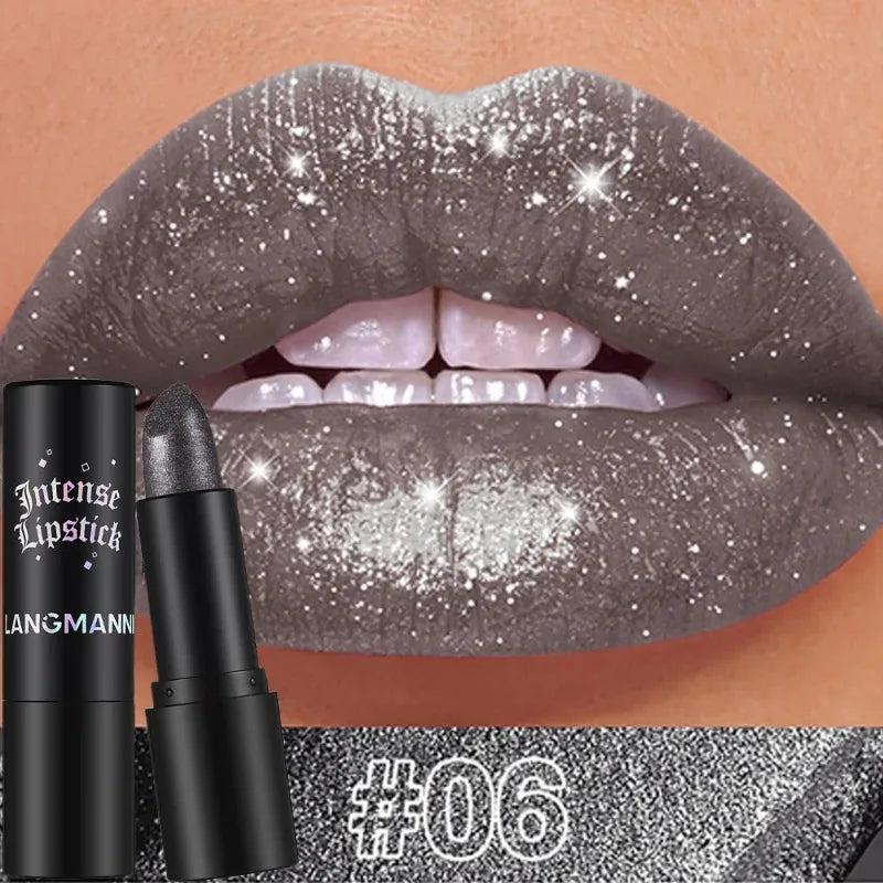 Nude Gray Metallic Lipstick Glitter Diamond