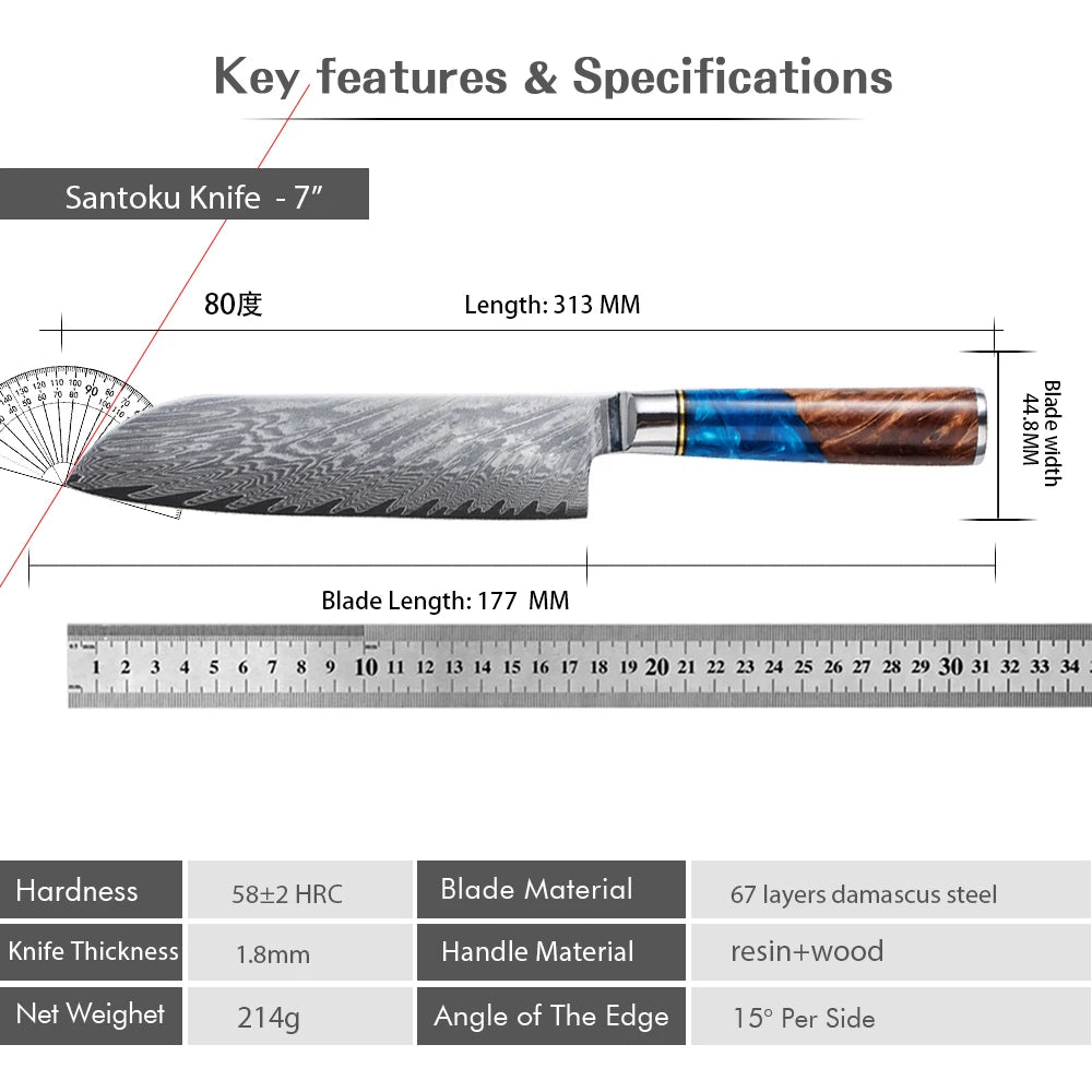 VG10 Chef's Knife d Handle Kitchen Chef's Knife Three-Piece Set