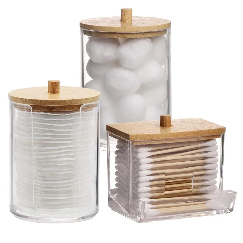 1pcs Cotton Swab Storage Box Acrylic Jar