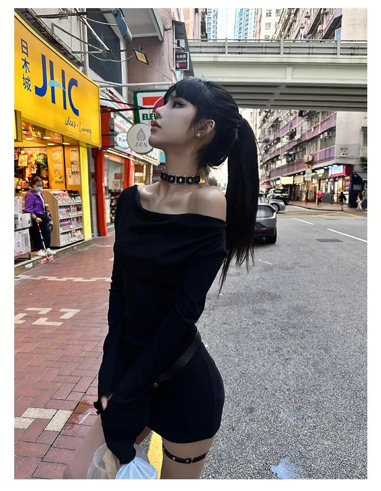 Seeslim Black Slim Sexy Mini Dress