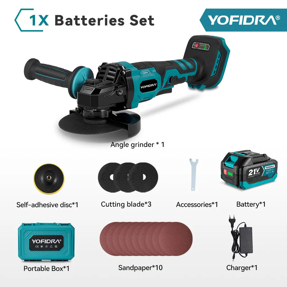 YOFIDRA 125MM Brushless Electric Angle Grinder 3000W
