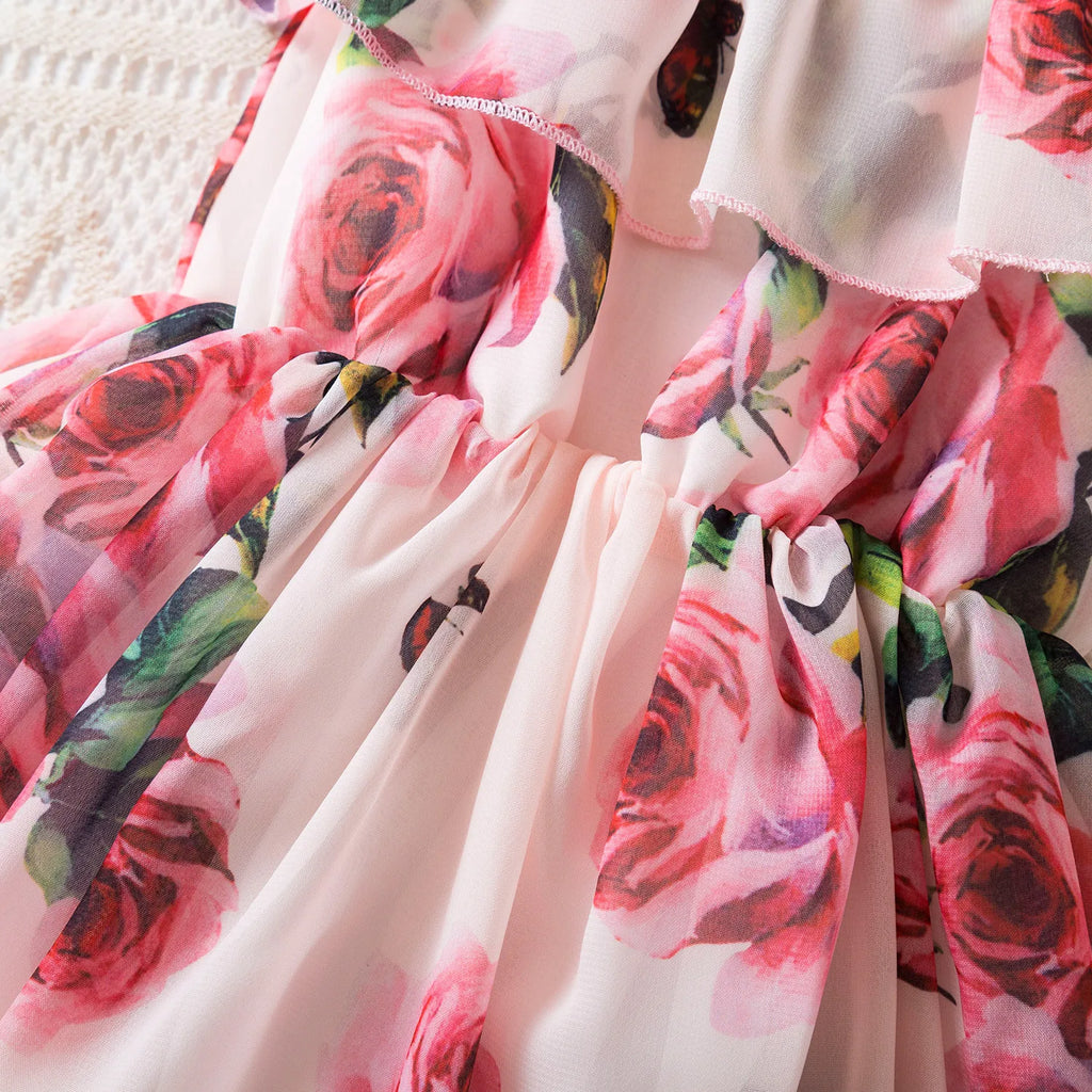 Halter Chiffon Floral Princess Dress