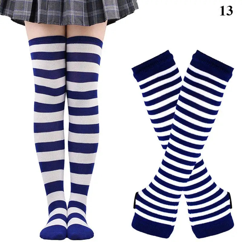 2Pair/ Gothic Punk Over Knee Long Stripe Socks