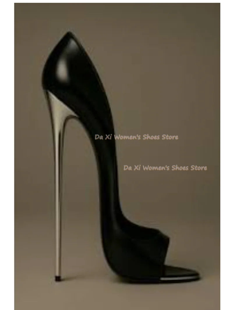 White Open-Toe  Ultrafine Metal Stilettos