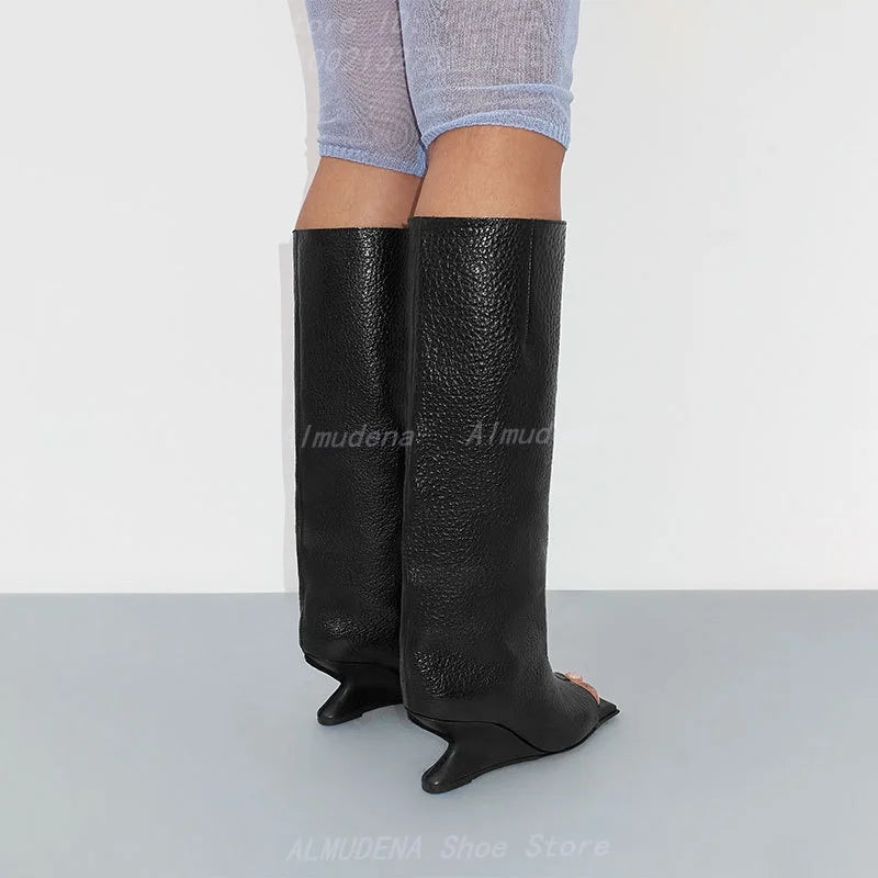 Square Toe Knee High Boots