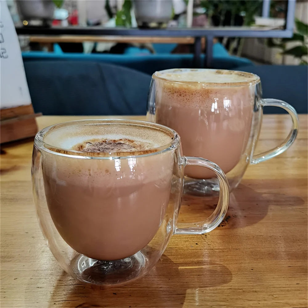 1pc 250ml Premium Double-Walled Borosilicate Glass Coffee Mug