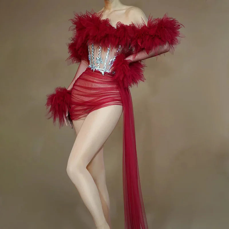 Mini Length Ruffled Tulle NightClub cocktail Dress