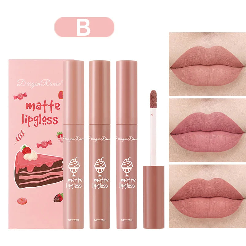 3PCS/Set Velvet Matte Nude Liquid Lipstick
