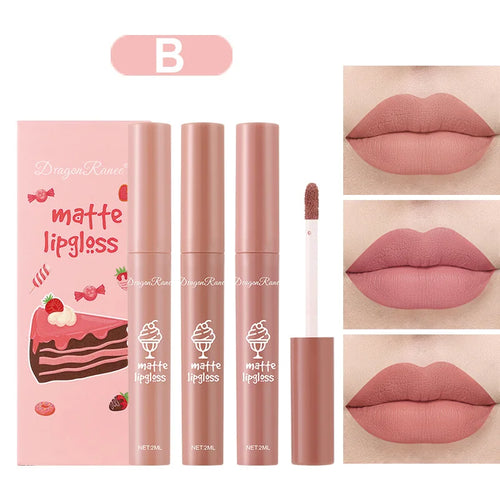 3PCS/Set Velvet Matte Nude Liquid Lipstick