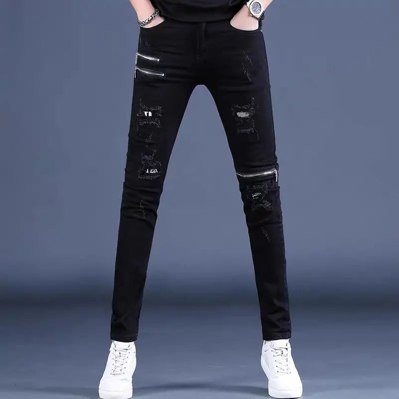 Skinny Jeans knee zipper