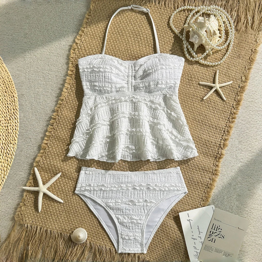 2pcs Tween Girl Color Bikini Swimsuit