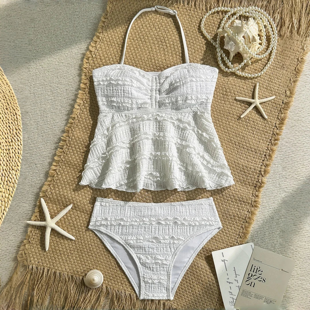 2pcs Tween Girl Color Bikini Swimsuit