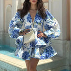 Elegant Flower Print Mini Dress