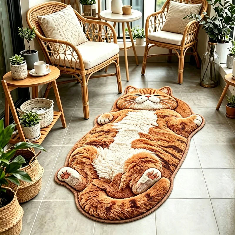 Cute Cartoon Cat-shaped Rug Soft Plush Bedroom