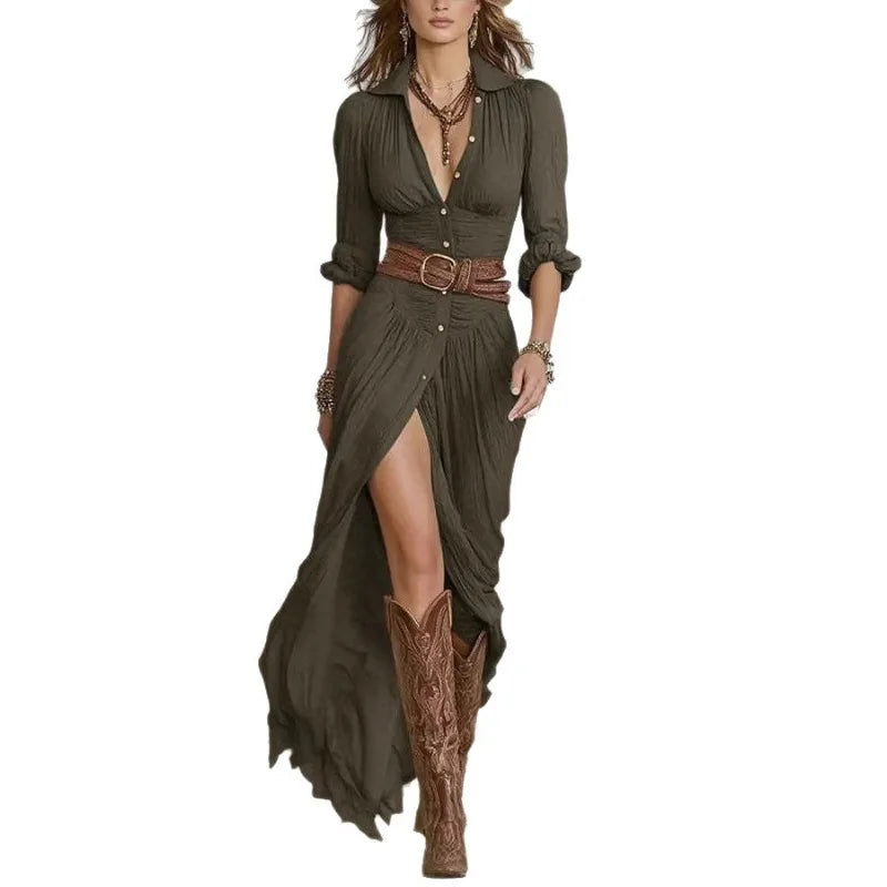 2026 Pleated Belted Dress