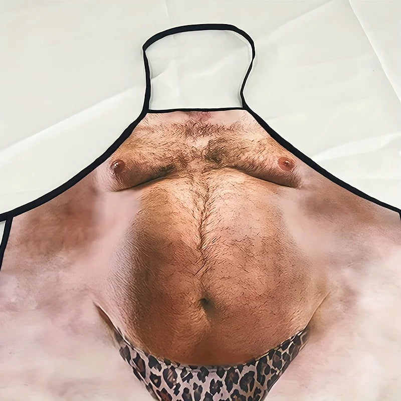 Beer Belly Printed Men's Kitchen Apron - Polyester Material, Woven, Suitable for Barbecue and Party