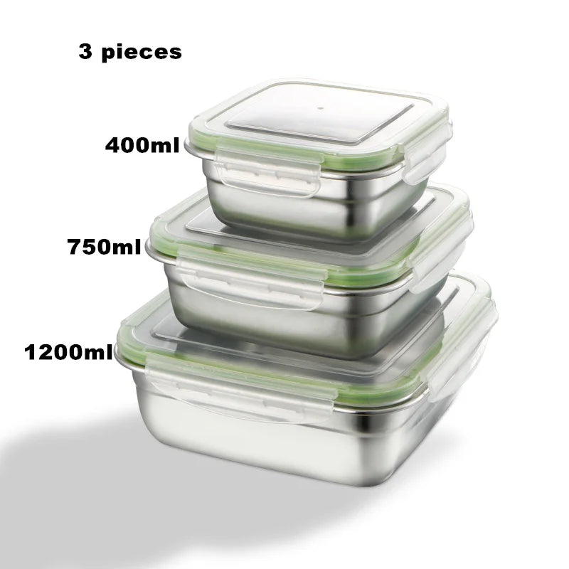 3 Pieces Stainless Steel Food Containers