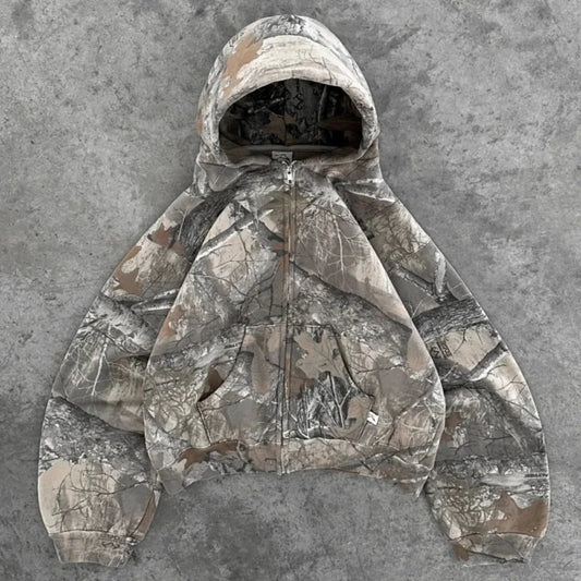Hoodie Retro zip up Camouflage