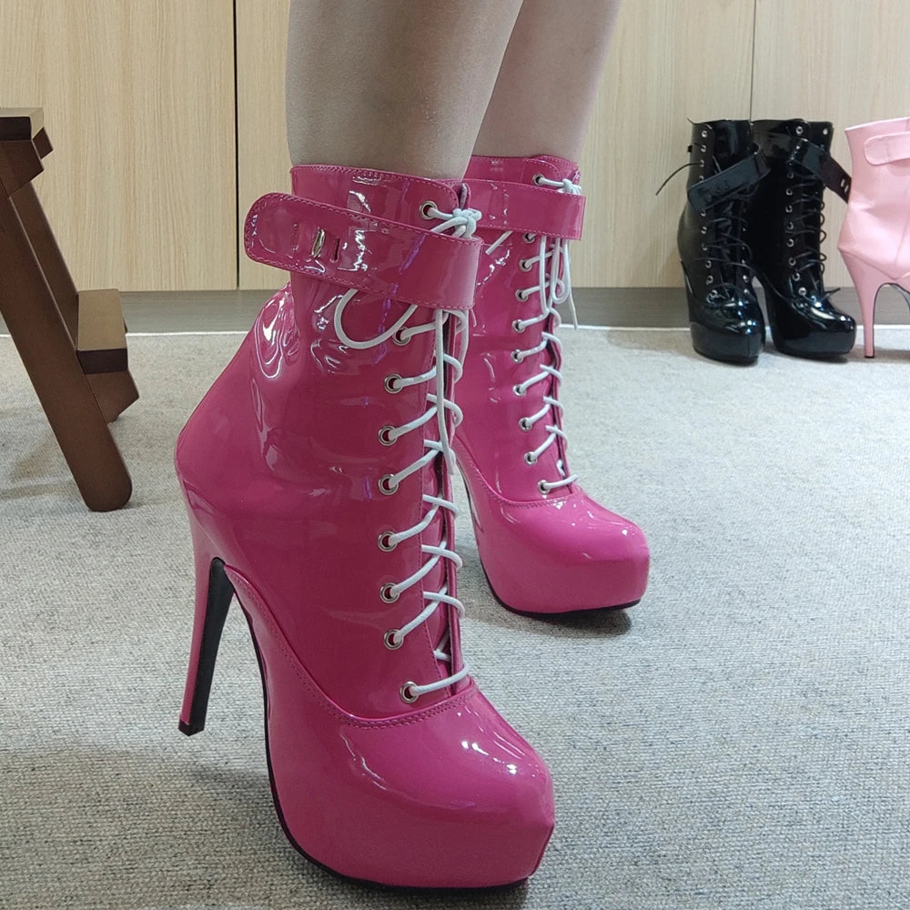Lace-Up platform ankle short boots