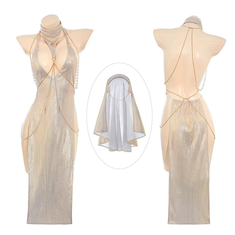 Sexy Women Goddess Gilding Chain Dress costume