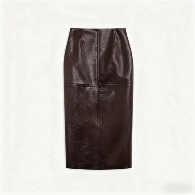 Vintage Biker Leather Jacket Skirts Suit