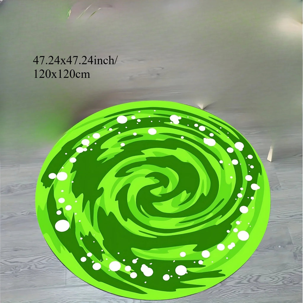 Vibrant Green Swirl Round Area Rug