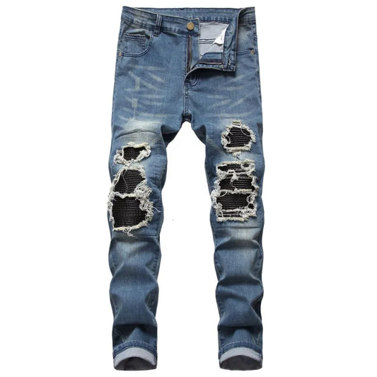 Slim Fit Jeans Holes and Black Peaks