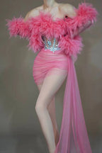 Mini Length Ruffled Tulle NightClub cocktail Dress