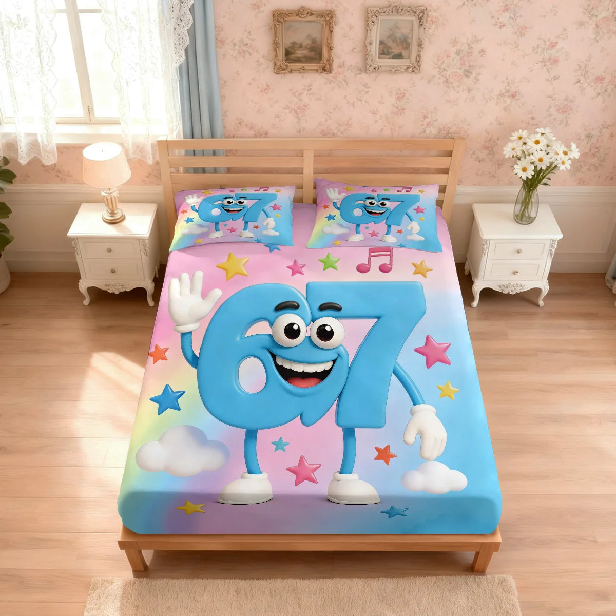 3pcs Cartoon 67 Bedsheet Set