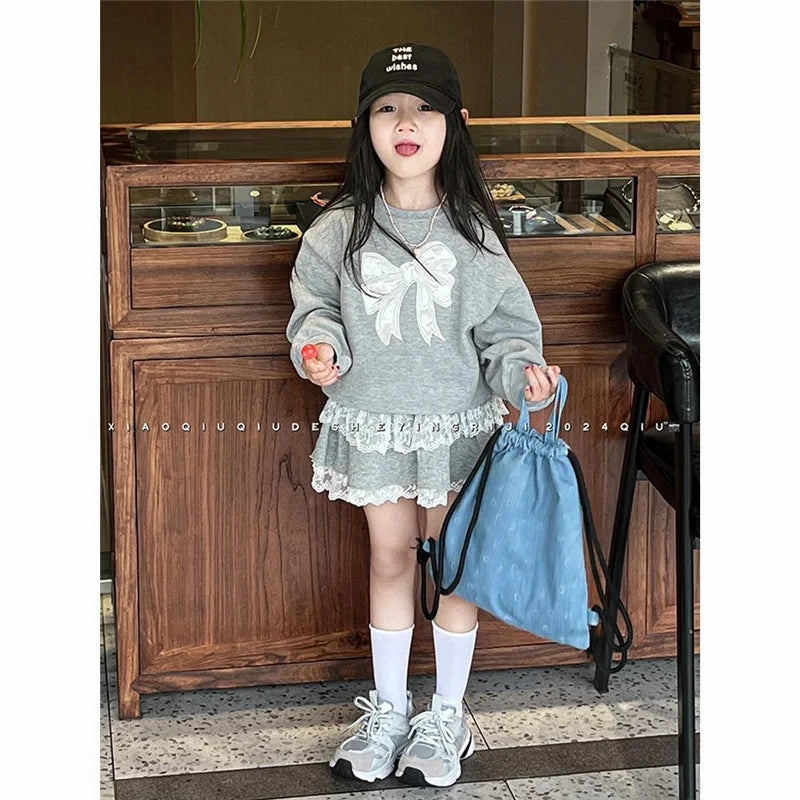 2Pcs Suit Fashion Lace Drawstring Outfits
