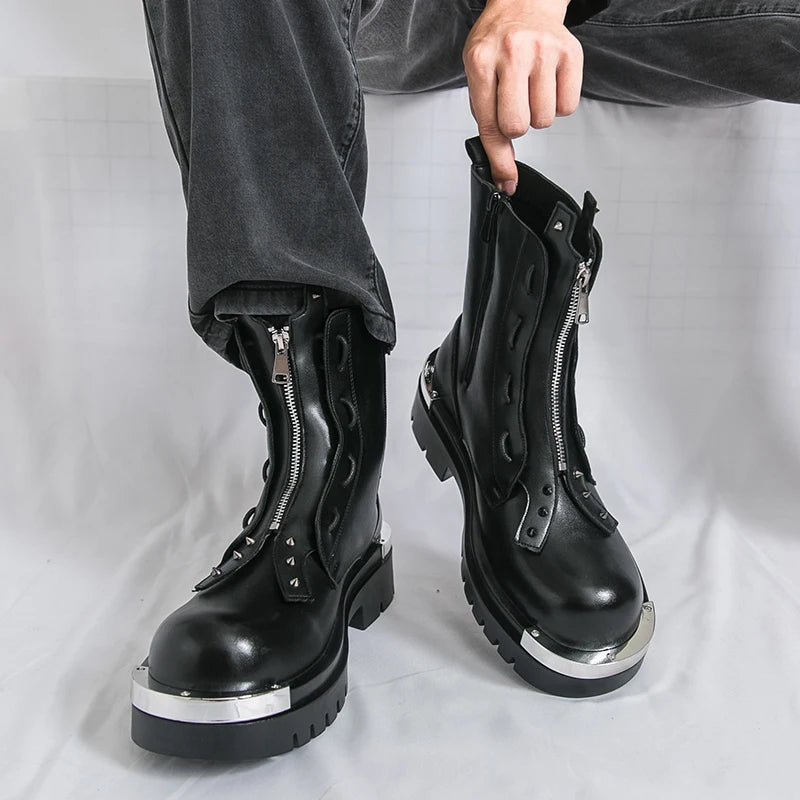 Black Men Long-sleeved Thick-soled Anti-slip Boots