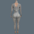 Rhinestone Pearls Spandex Jumpsuit