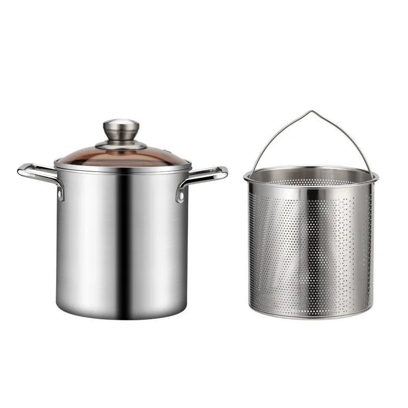 LMETJMA 3L Stainless Steel Deep Frying Pot