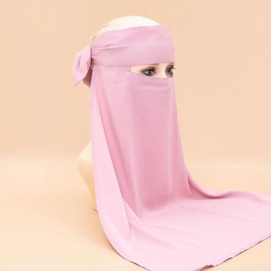 Plain Nida Niqab Tie back Face Cover