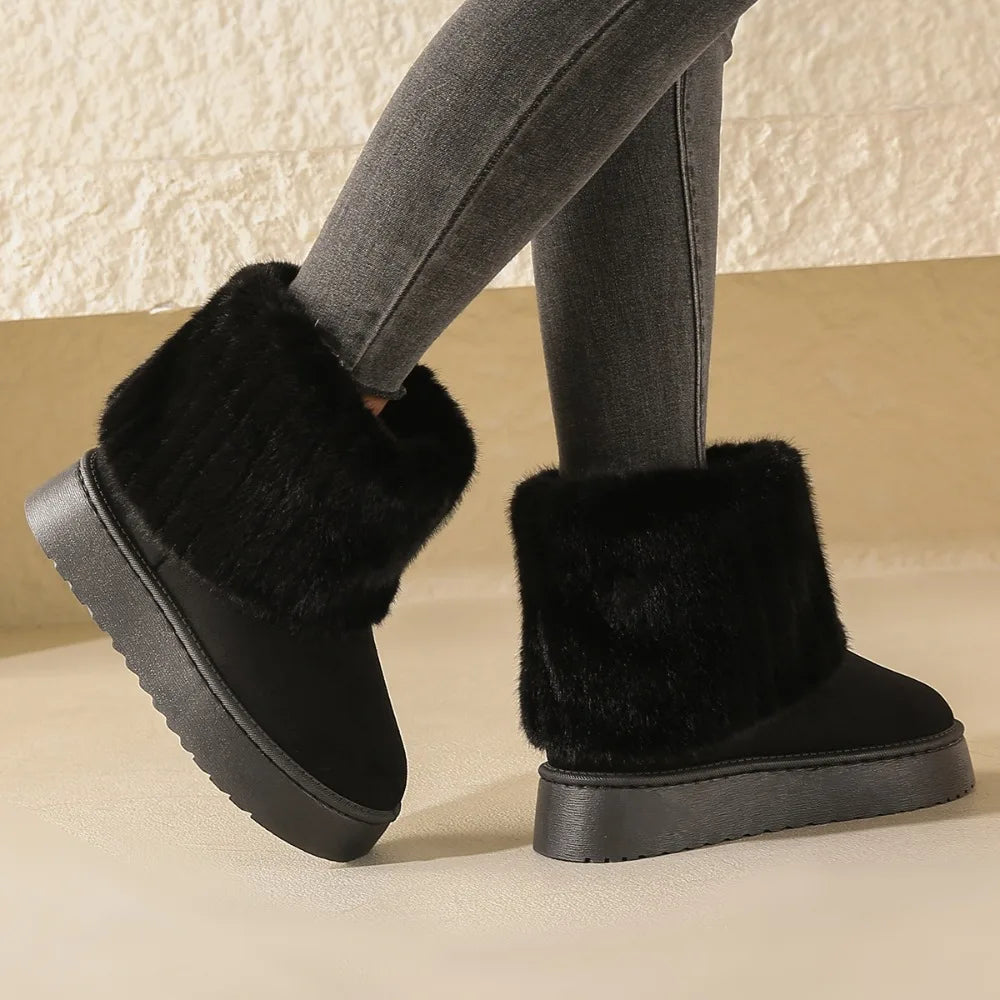 Plush Warm Mid Heel WaterProof Snow Boots