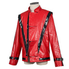 Men Red Faux Leather Impersonator Jacket Retro Pop Star