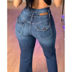 Retro Vintage Fashion High-Rise Slim Fit Stretchy Trousers