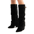 Metal Buckle Women's Knee High Boots