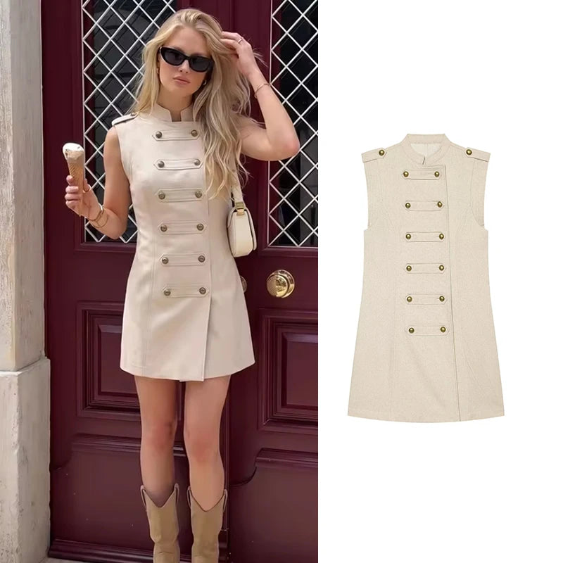 Summer Dress Women's 2026 New Fashion Retro Slim Elegant Women's Mini Dresses Street Chic Youth Travel Dress Summer
