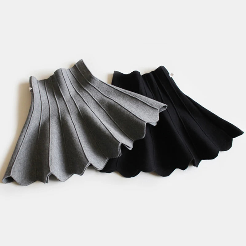 Girls Knitted Pleated Princess High Waist Mini Tutu Skirt