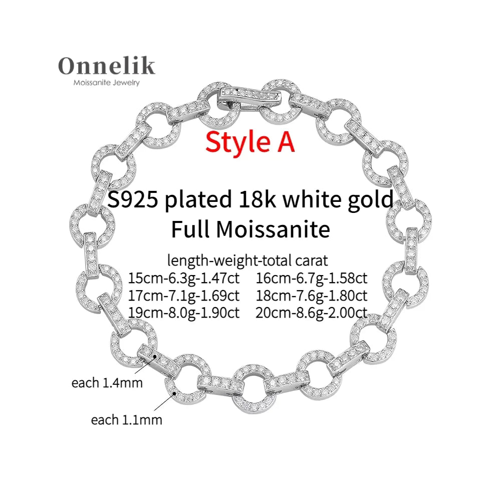 Onnelik Full 3mm Tennis Moissanite Bracelet