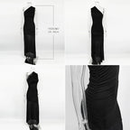 Ticketsx Off Shoulder See Through Dress Solid High Waist Patchwork Backless Slim Long Dress Women Vacation Party Evening Dresses
