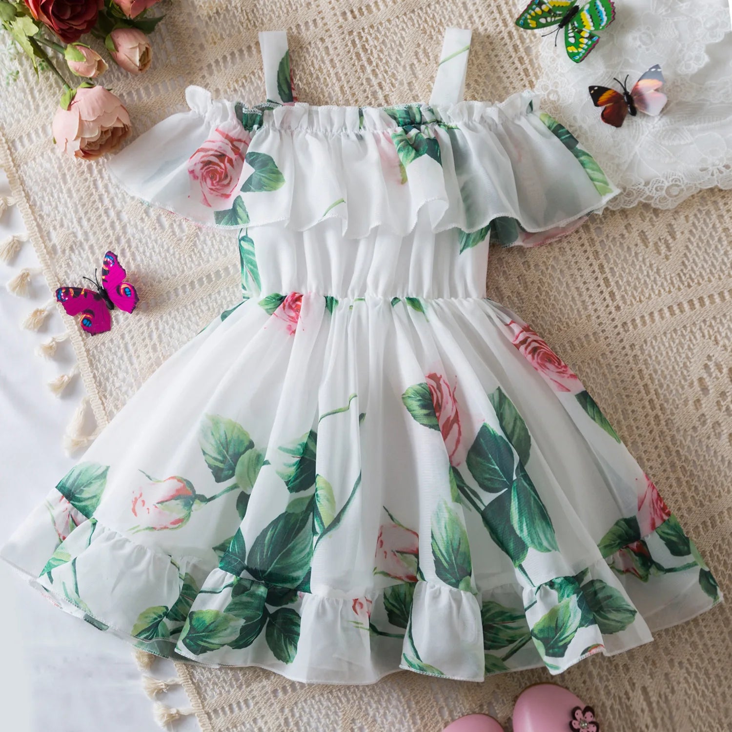 Halter Chiffon Floral Princess Dress