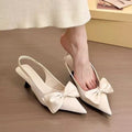 Black Shallow Mouth Pointed Toe Bow Slingbacks