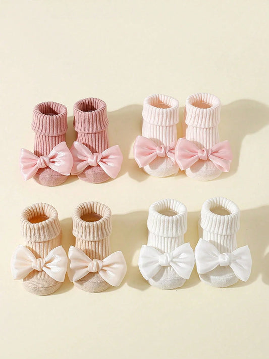 4 Pairs Toddler Socks with Bows